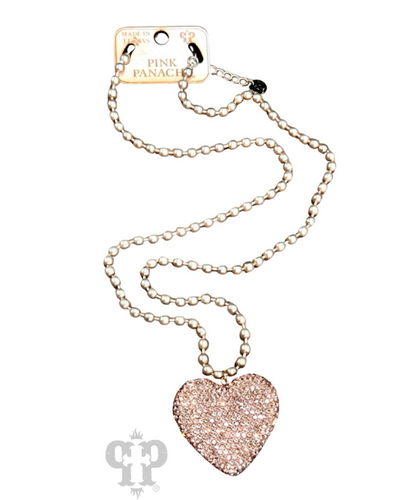 Gold rhinestone heart necklace 1CNC V228