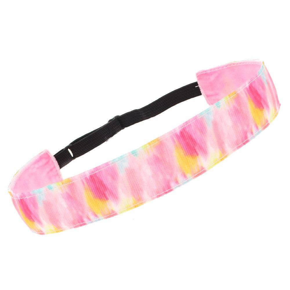 Adjustable No Slip Tie Dye Headband - Pink Tie Dye