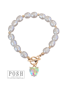 Pearl bracelet with heart 9PB047