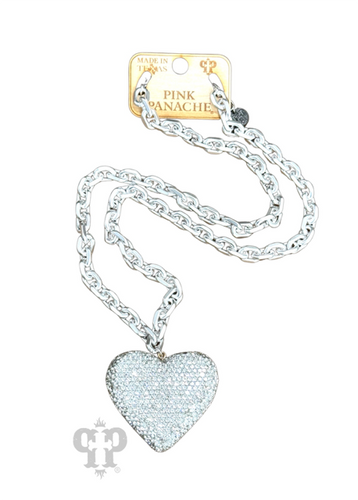 Clear rhinestone heart necklace 1CNC V225