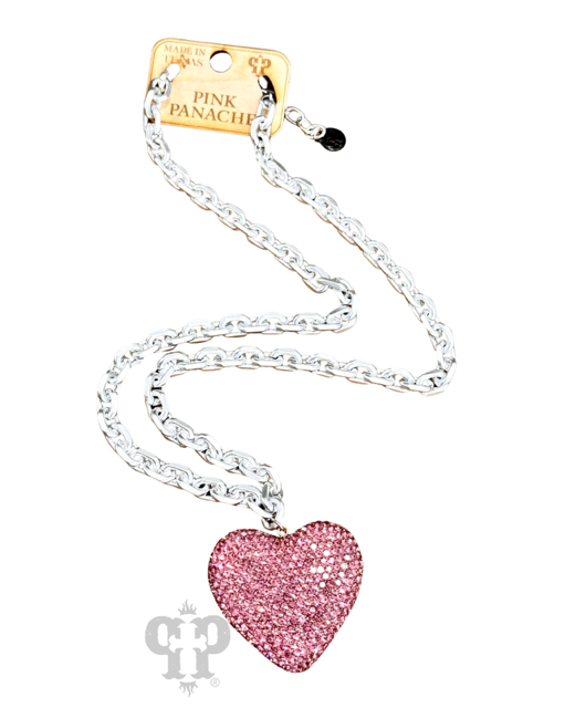 Pink rhinestone heart necklace 1CNC V227