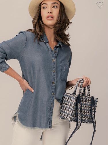 Distressed John Denim Top