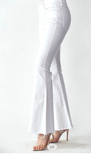 Lily White Distressed Flare Jeans