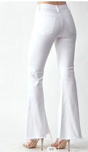 Lily White Distressed Flare Jeans
