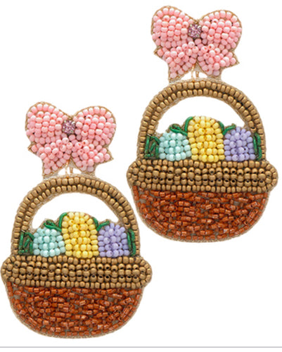 Beaded Easter Basket Earring