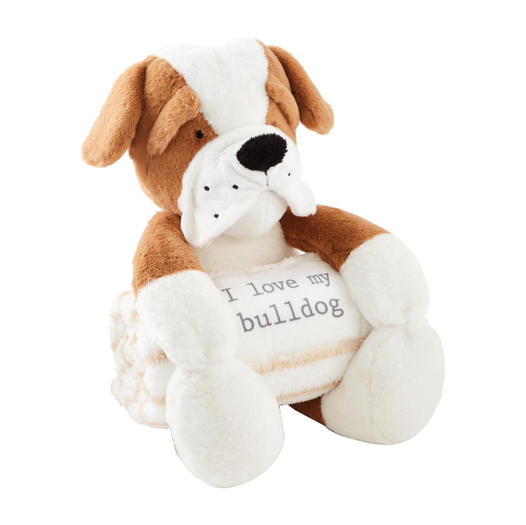 Mud Pie Bulldog Stuffed Animal/ Blanket Gift Set