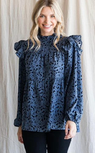 Denim Dalmatian Top