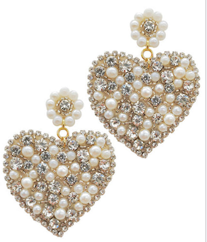 Beaded Crystal / Pearl Hearts